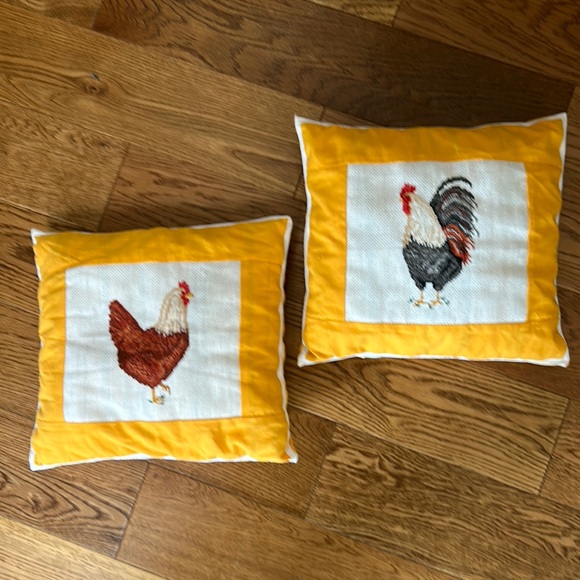 Hand Crafted Other - Handcrafted needle work Chicken and Rooster Cushions Throw pillows